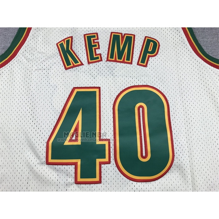 Maglia
 Shawn Kemp NO 40 Seattle SuperSonics Mitchell & Ness Chainstitch Crema
